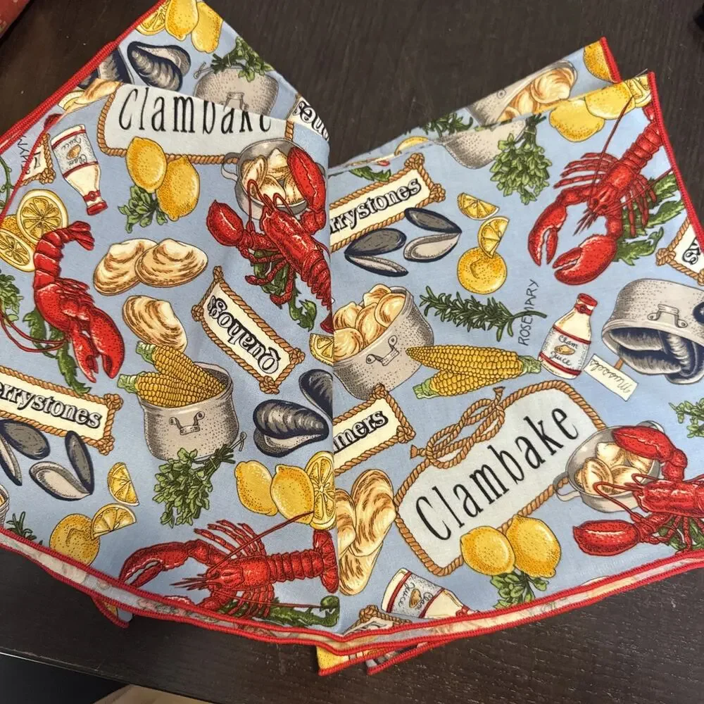 Kay Dee Designs Set Of 4 Napkins - 100% Cotton- Seafood Boil Theme NWT - Picture 5 of 5